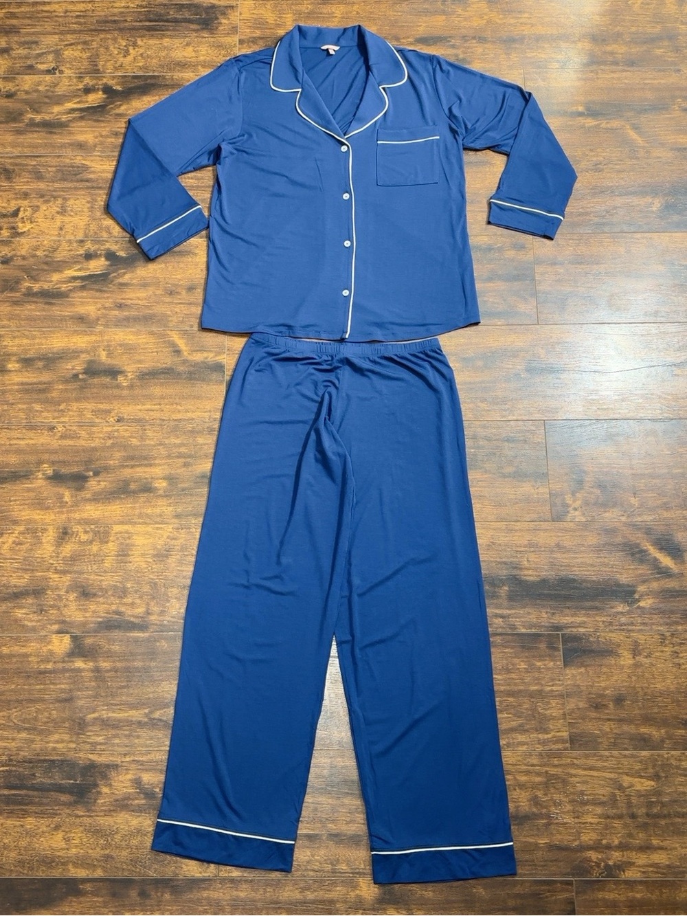 💙 Eberjey M Navy Buttery Soft Pajama Set Long Sleeve Pants